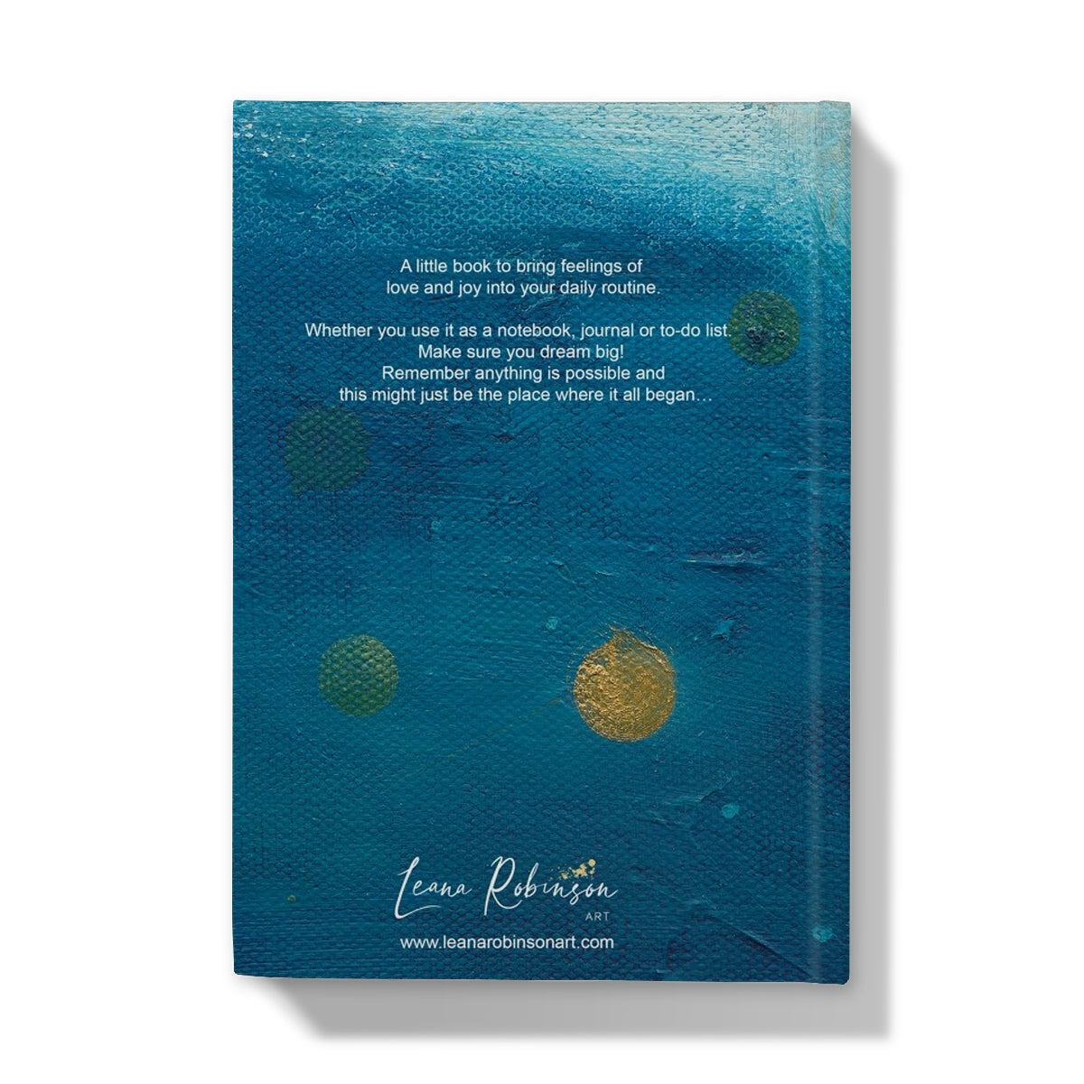 Hardback journal featuring Leana Robinson Art's Blue Calcite artwork on the cover