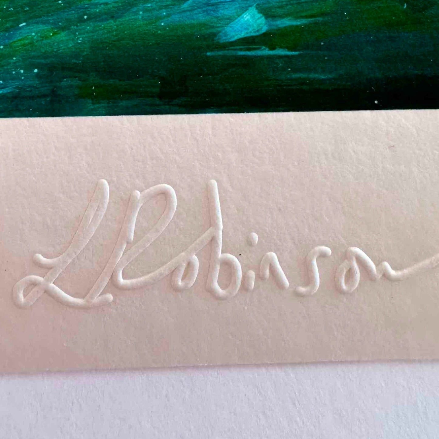 Leana Robinson art embossed signature