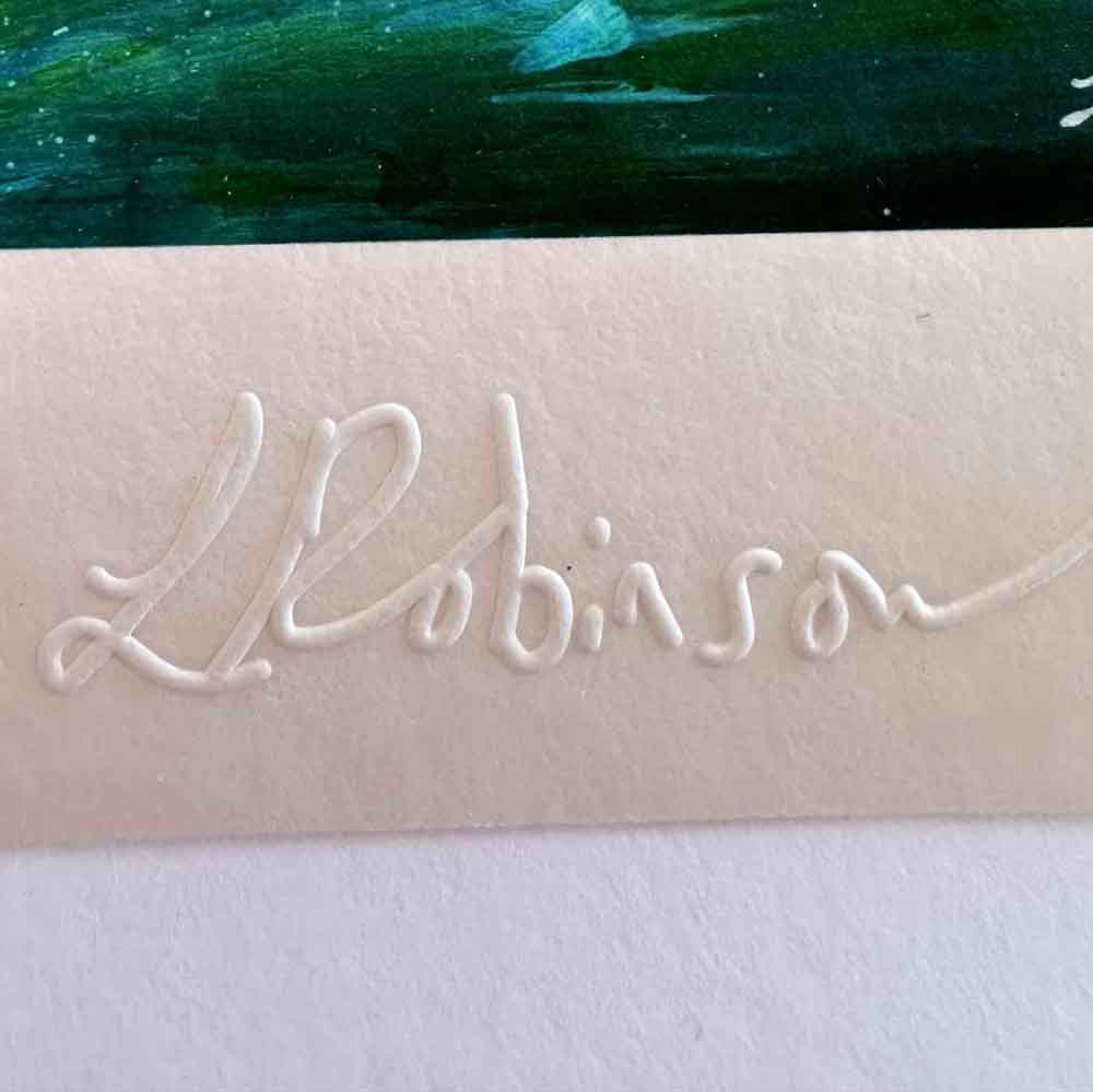 Leana Robinson Art embossed signature on the paper print