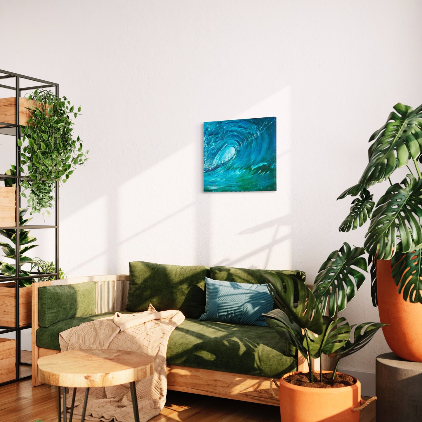 Barrel Wave Art in a living room setting