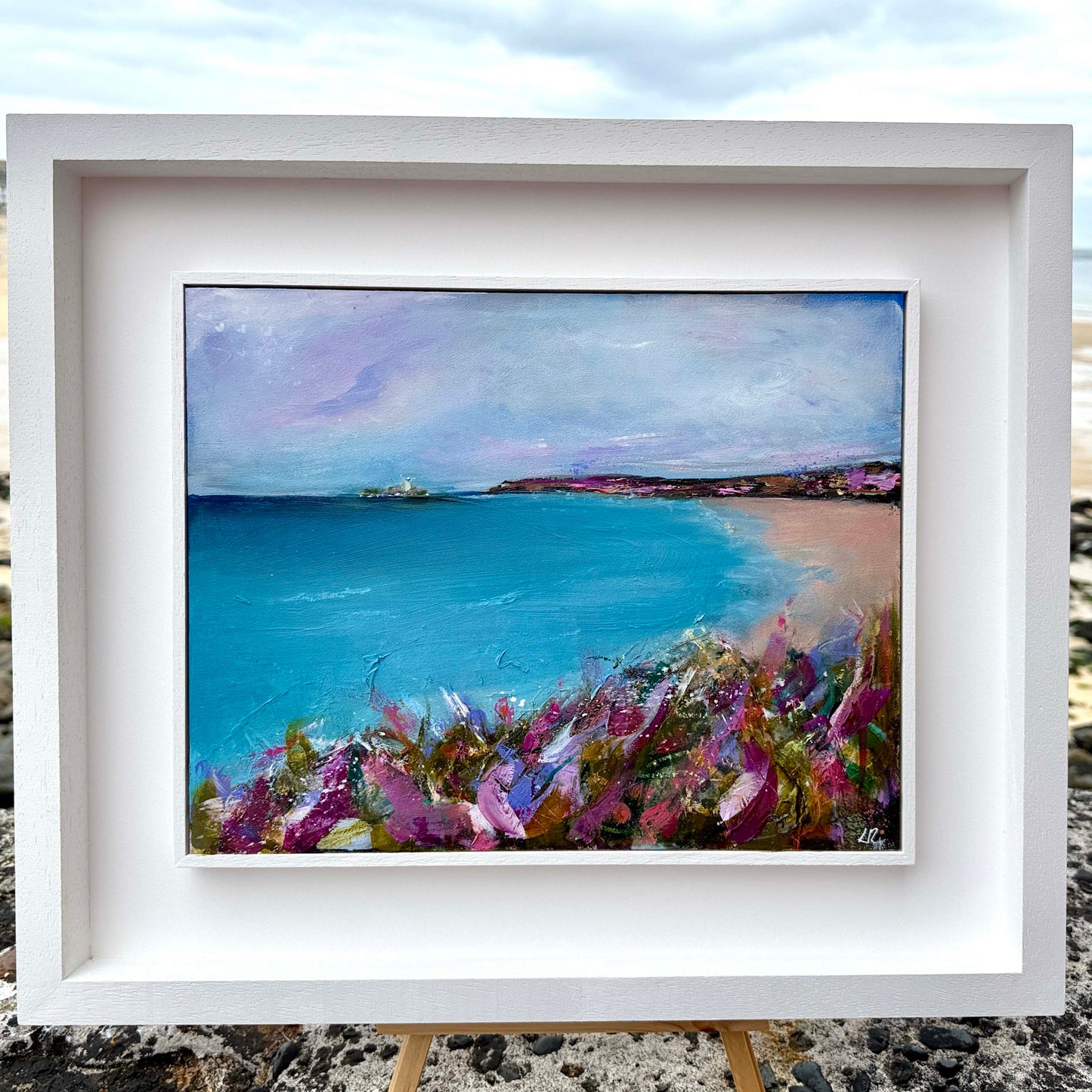 'It's A Beach Day' Seascape Painting - Gwithian - Godrevy Lighthouse Cornwall