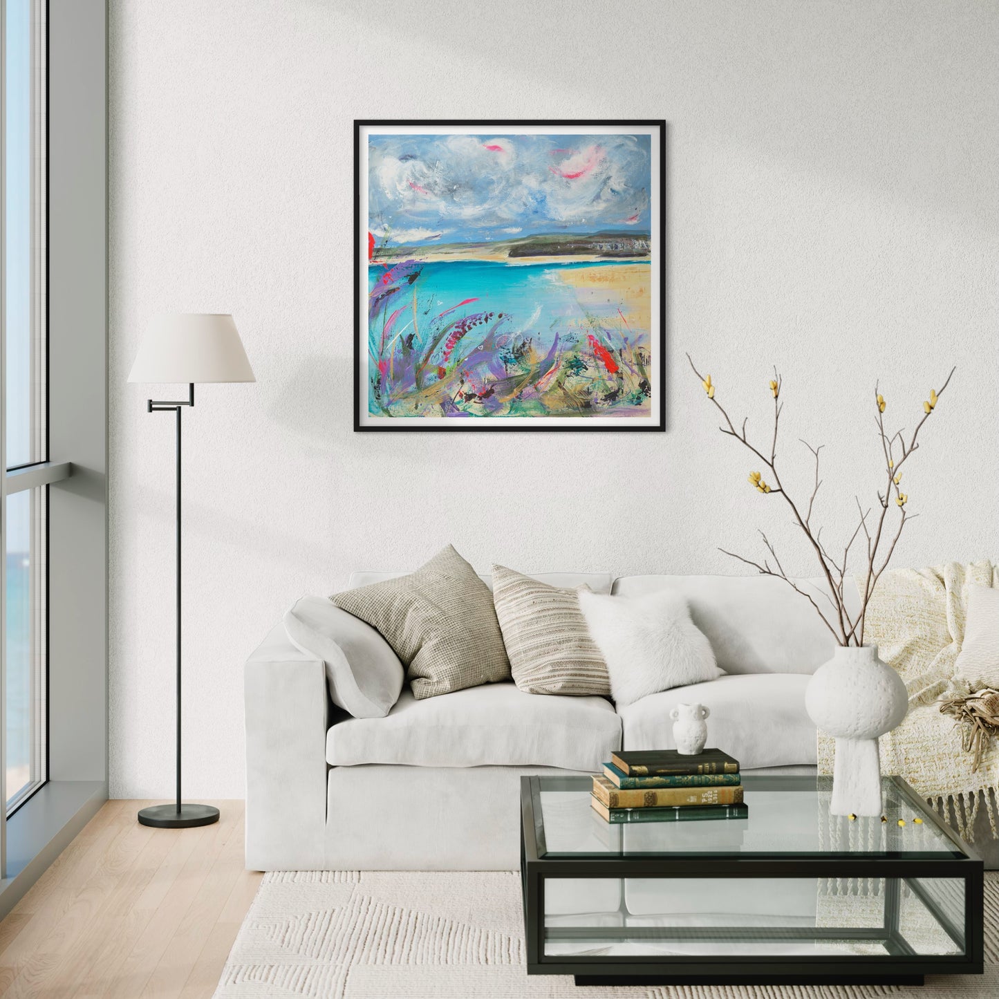 Beauty is all around fine art print.  Cornwall coastal path view looking on to Porthkidney beach.  Leana Robinson Art