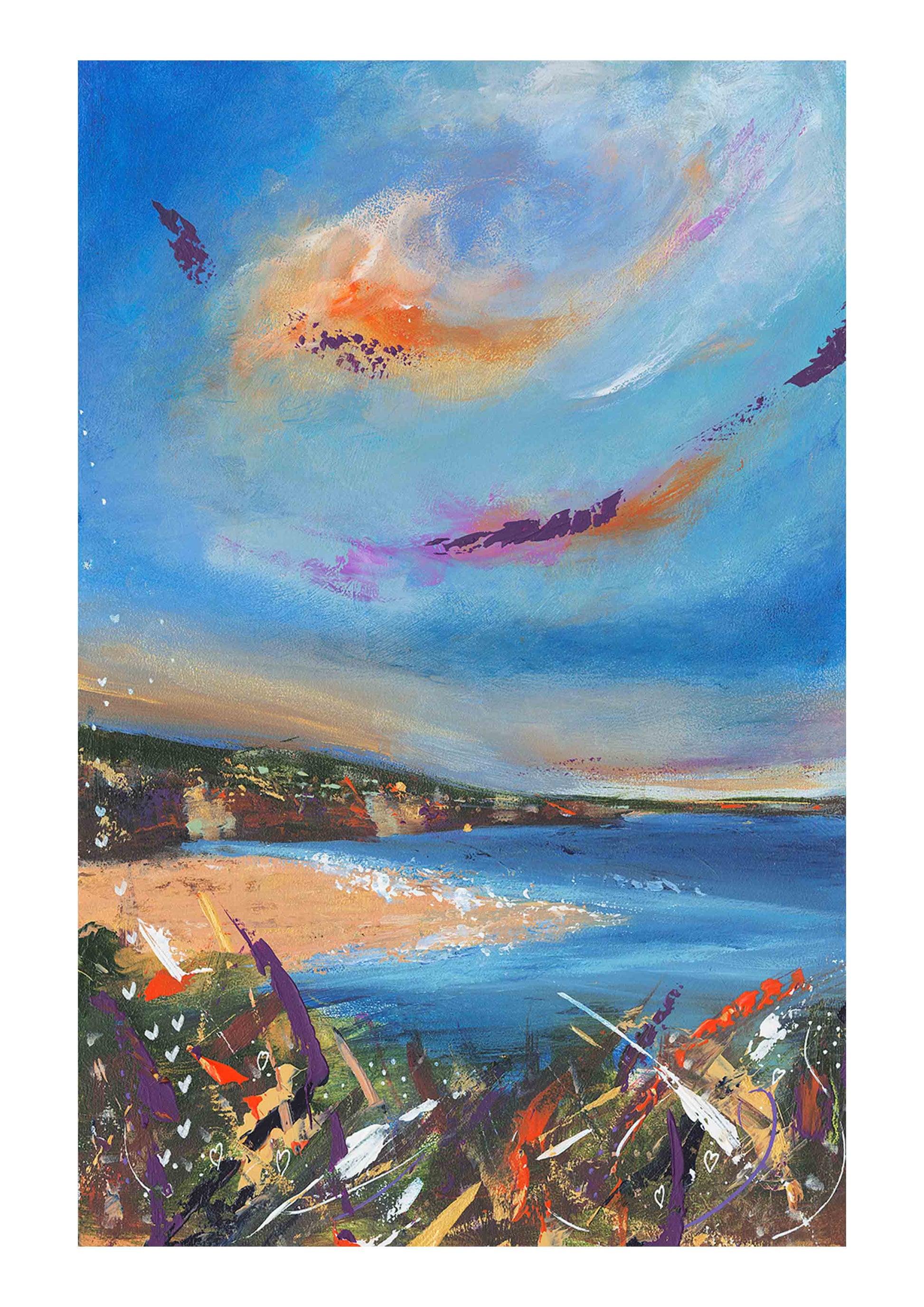 embrace your strength art print of Porthkidney beach in Cornwall by Leana Robinson art
