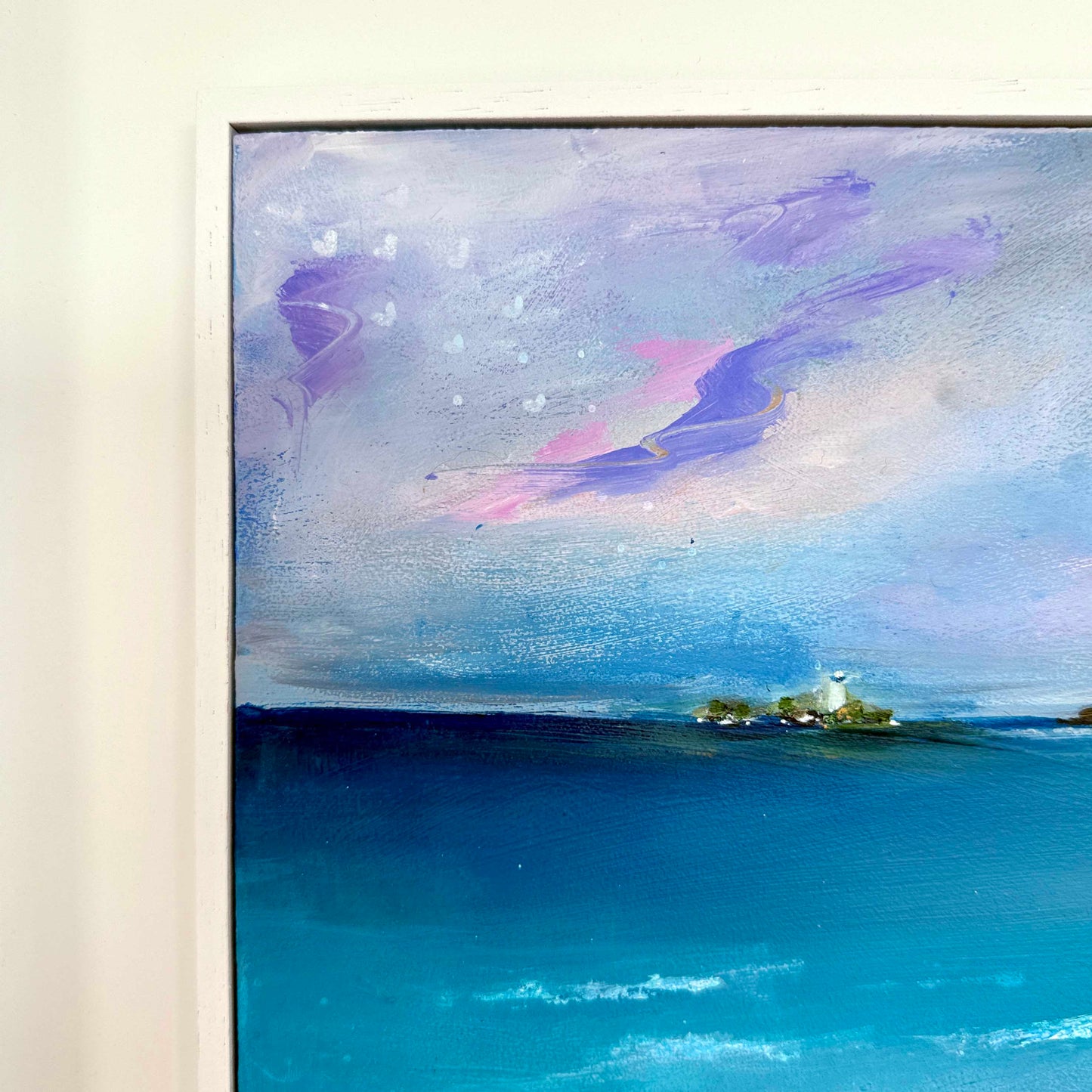 "Happiness Lies Within Cornwall" Original Seascape Painting - Gwithian - Godrevy Lighthouse Cornwall