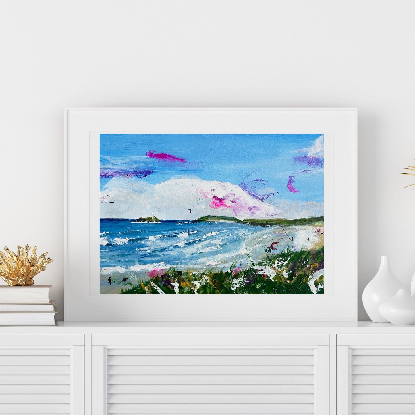 A3 print framed of Aventur a scene from Gwithian