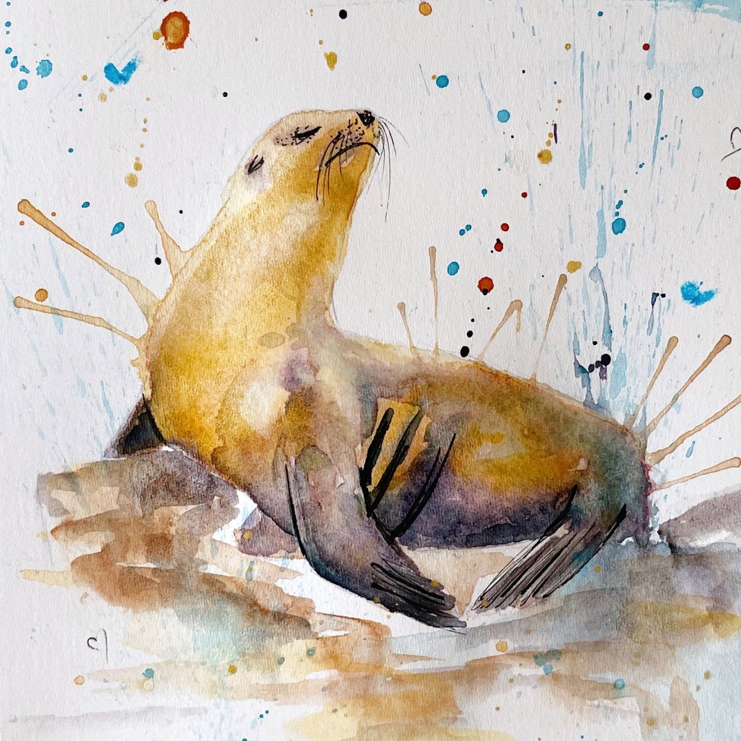 Original Watercolour Seal Painting