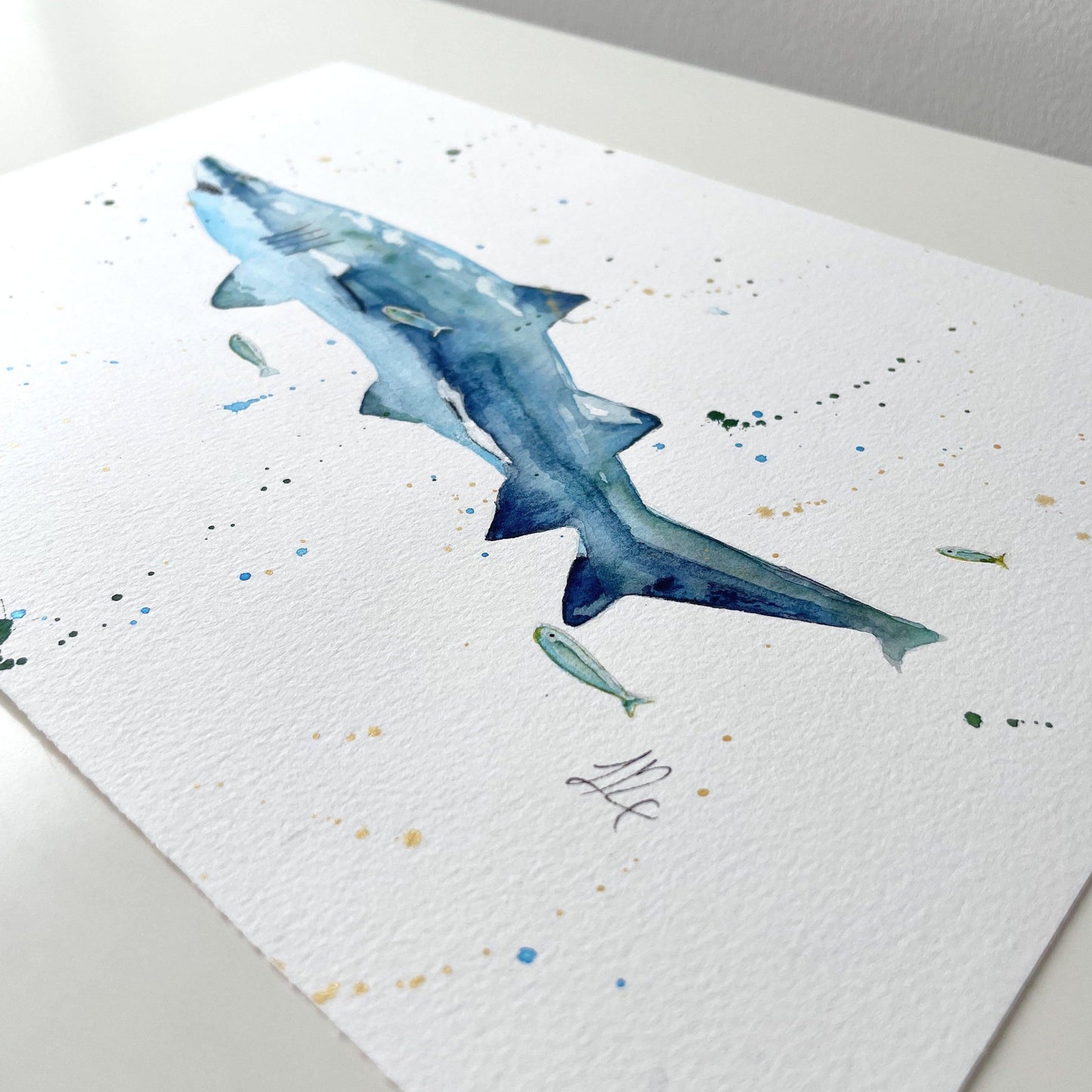 Original Shark Watercolour Painting