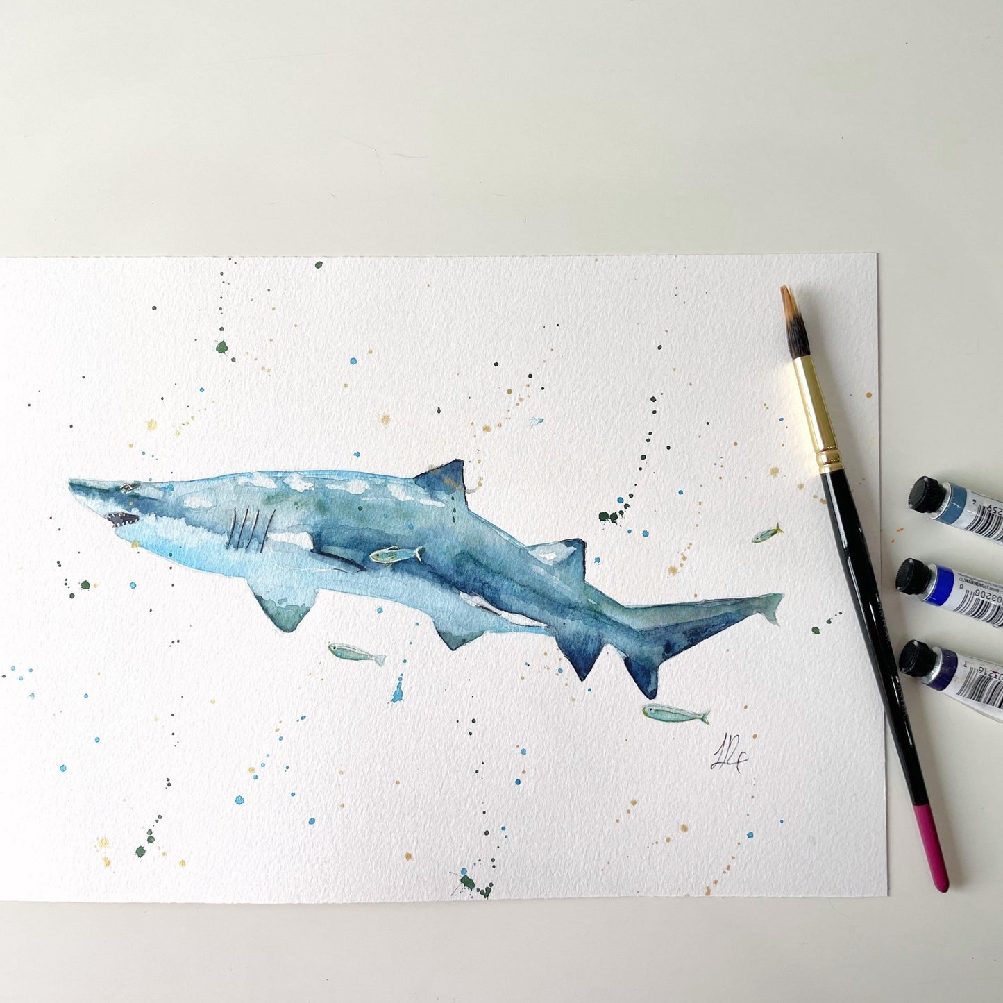 Original Shark Watercolour Painting