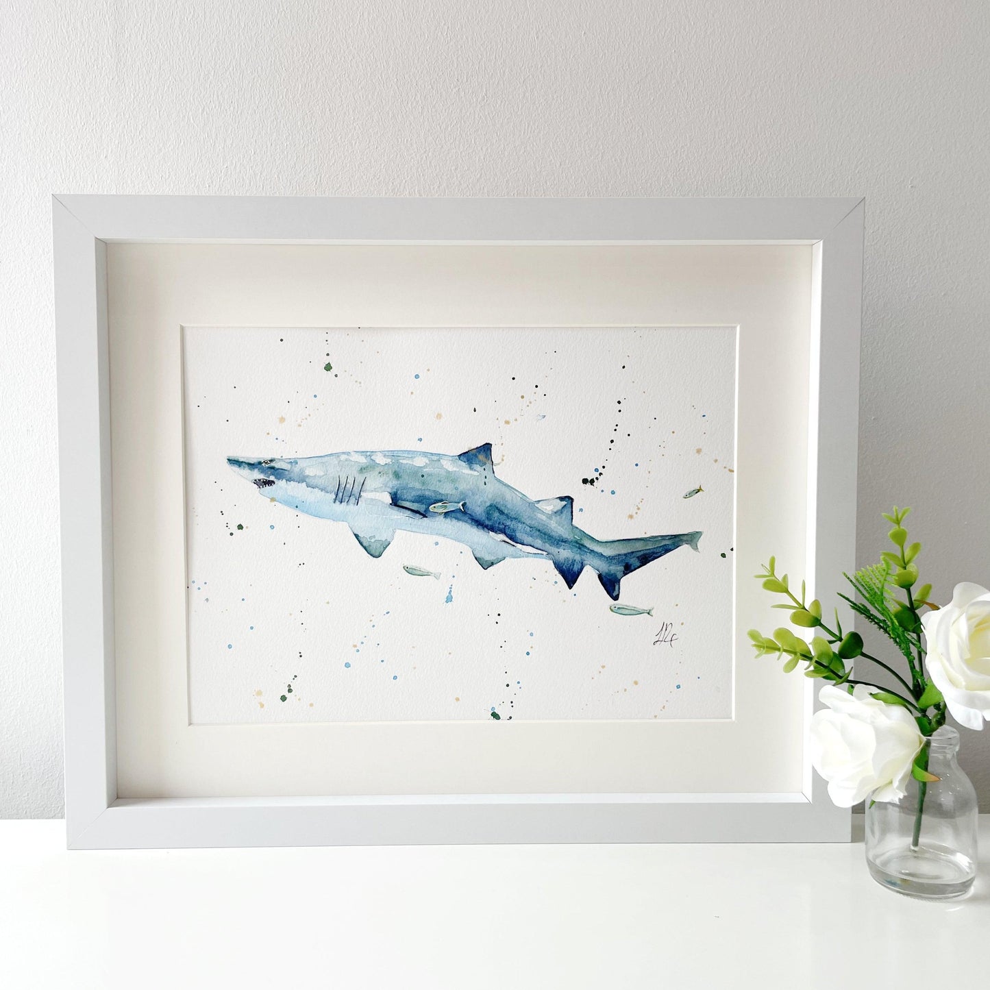 Original Shark Watercolour Painting