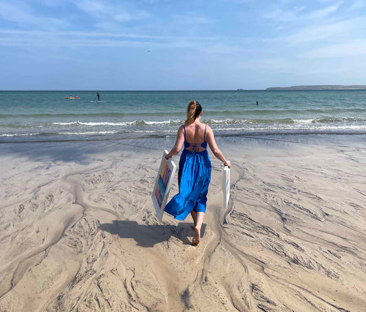 Artist Leana Robinson on Carbis Bay Beach