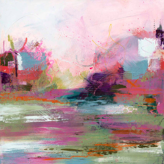 A tide of colour abstract seascape art in vibrant colours by Leana Robinson