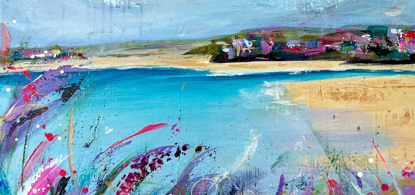 "It's a Beautiful Day" Original painting - Porthkidney Beach - St Ives Bay - Cornwall