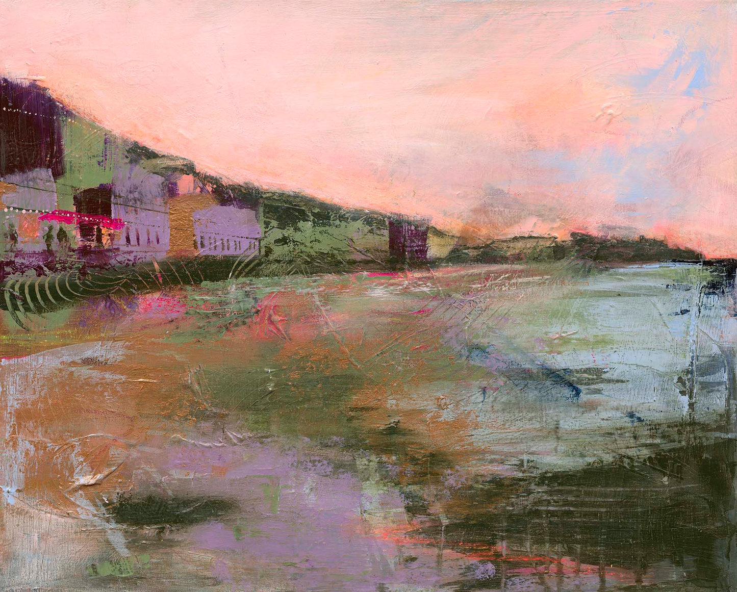 Meet Me Before The Sun Sets - Original Abstract - Painting of Porthmeor St Ives Cornwall