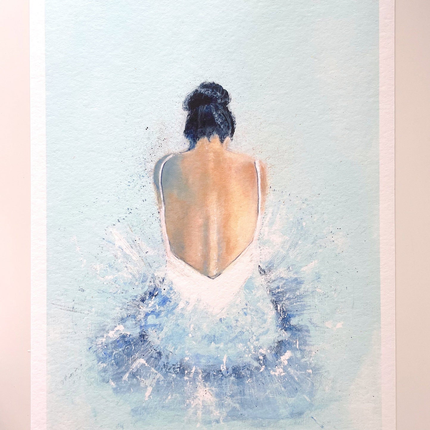 Acrylic Art Print of a ballerina painted in blues