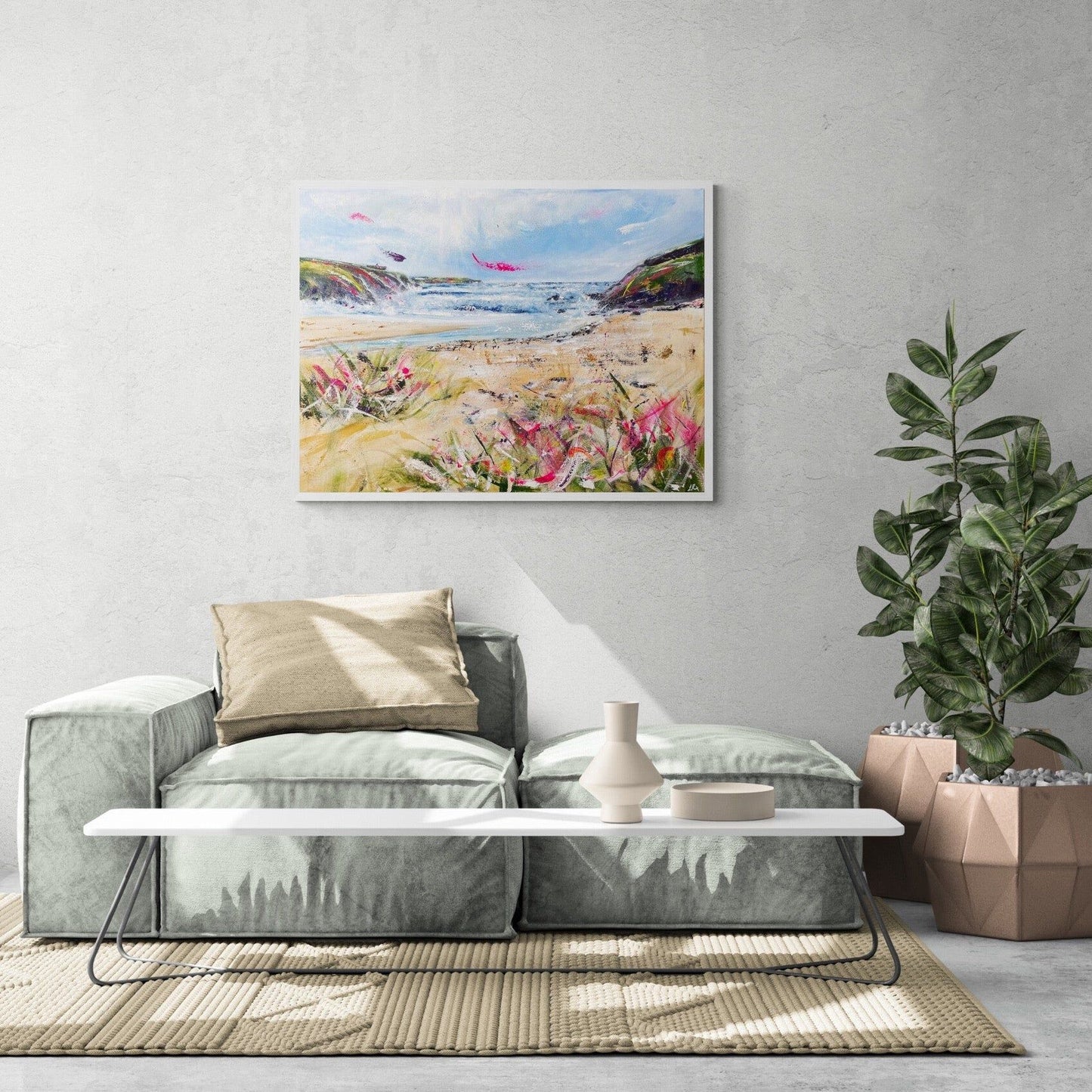 Acrylic Painting of Gunwalloe Cove in Cornwall