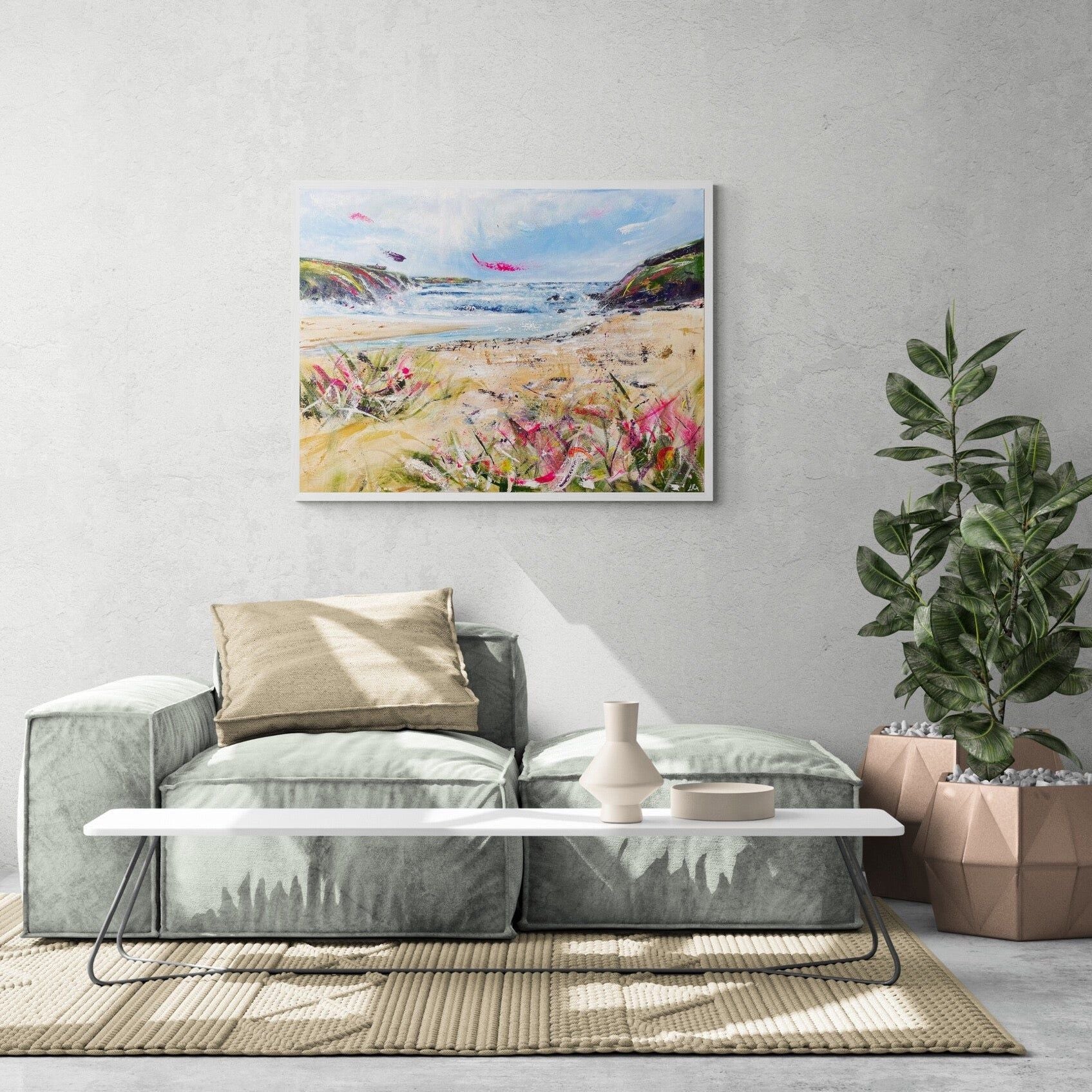 Acrylic Painting of Gunwalloe Cove in Cornwall