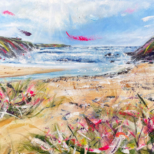 Acrylic Painting of Gunwalloe Cove in Cornwall