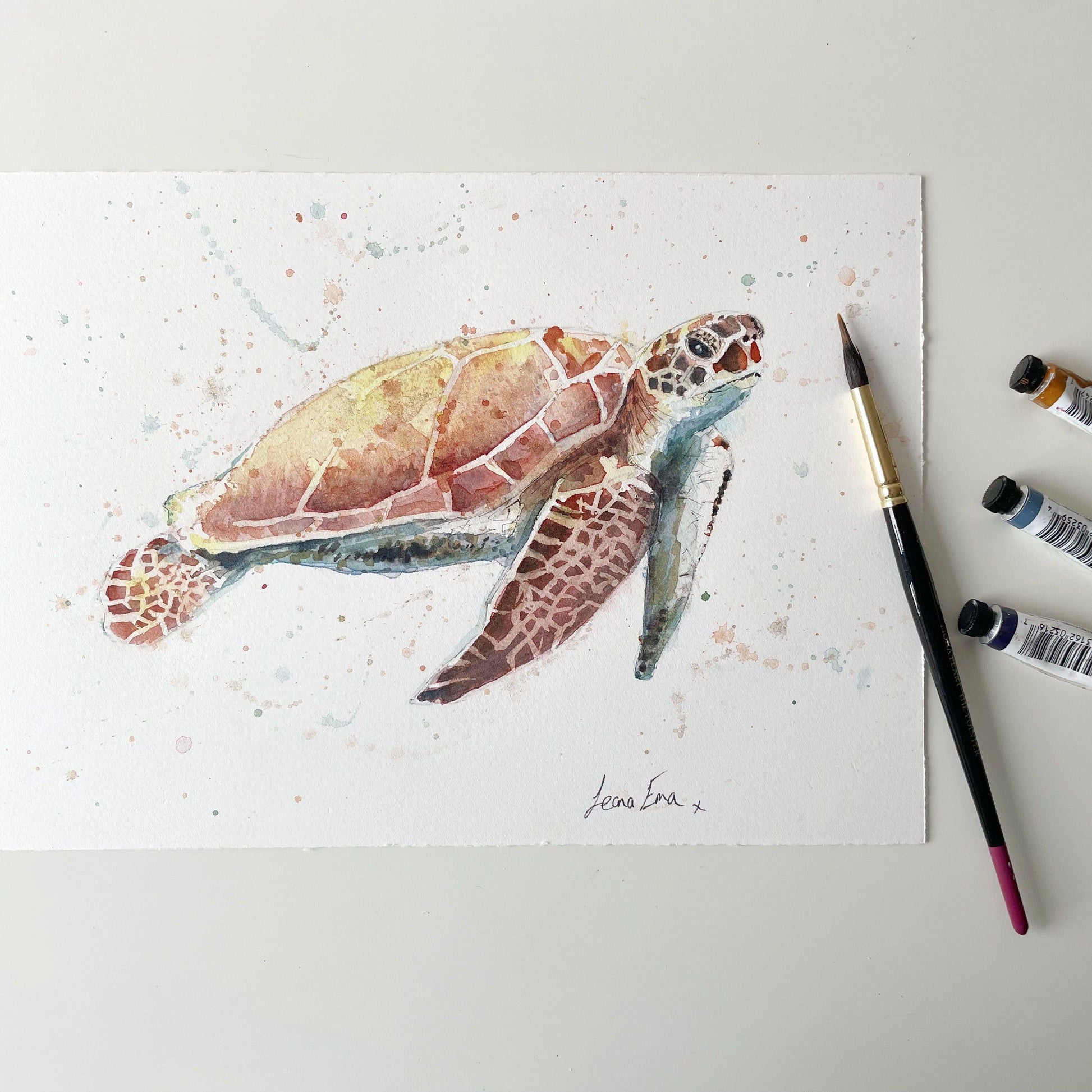 Original Sea Turtle Watercolour Painting